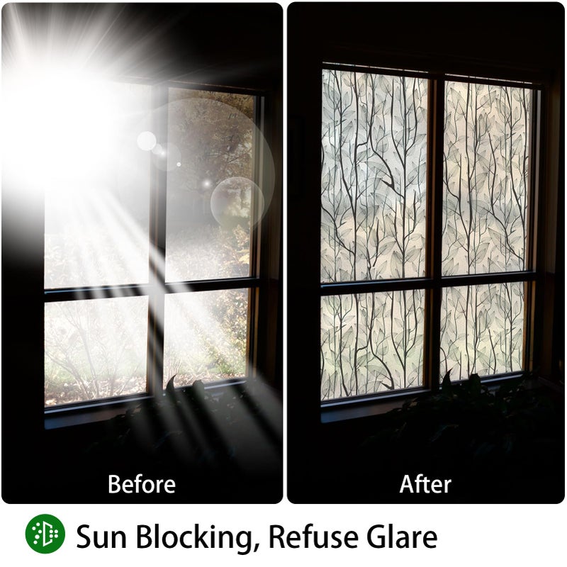 DKTIE Window Film Privacy with Installation Tools, Decorative Stained Glass Window Clings for Home, Static Cling Window Sticker for Front Door, Bathroom, Glass Door (Dark Green, 17.7'' x 78.7'') - Image 3